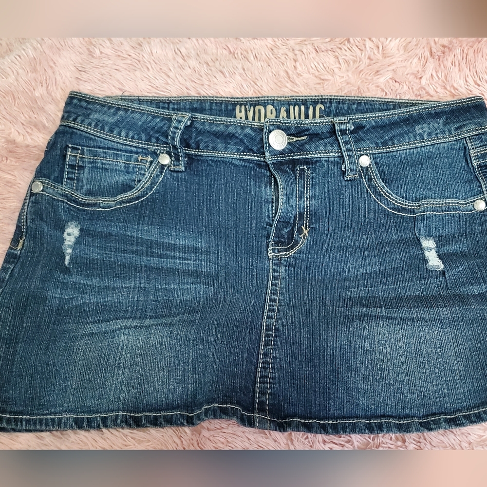Hydraulic Denim Mini Skirt Size 13/14